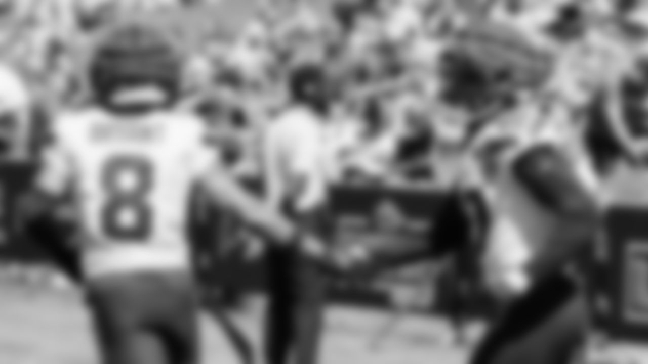 Seahawks safety Coby Bryant (8) and cornerback Riq Woolen (27) practiced on August 12, 2025 at the Virginia Mason Athletic Center.