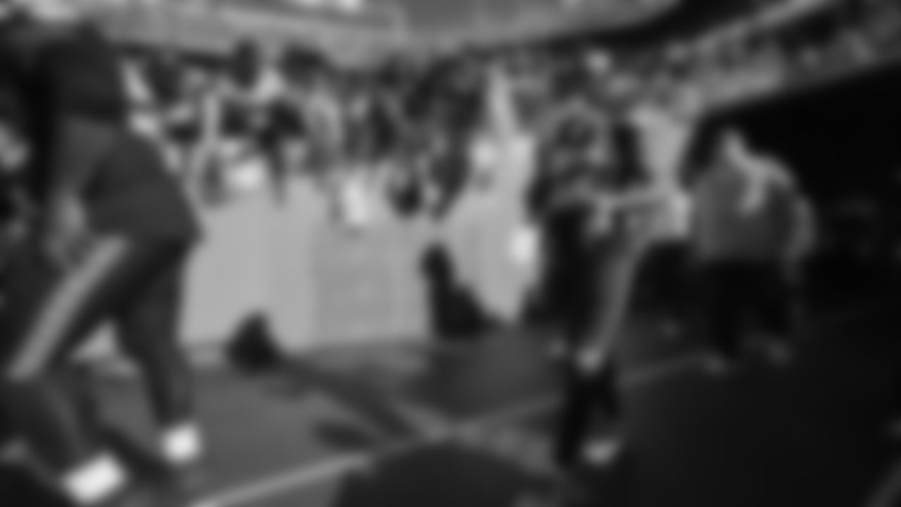 The Seahawks warm up ahead of Super Bowl LX vs. the Patriots at Levi's Stadium on Sunday, February 8, 2026.