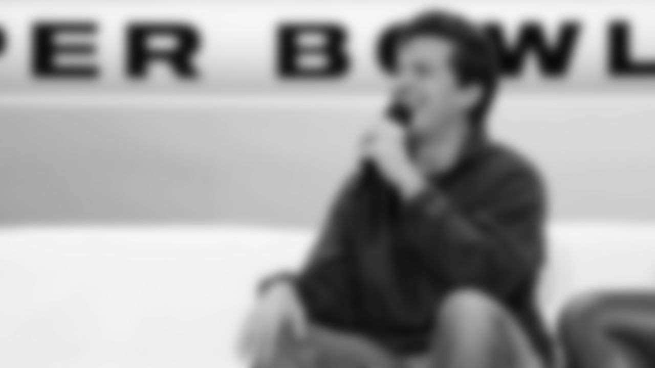 Charlie Puth answers questions at the Apple Music Halftime Show press conference ahead of the Super Bowl 60 football game on Thursday, February 5, 2026 in San Francisco. (Kathryn Riley/NFL)