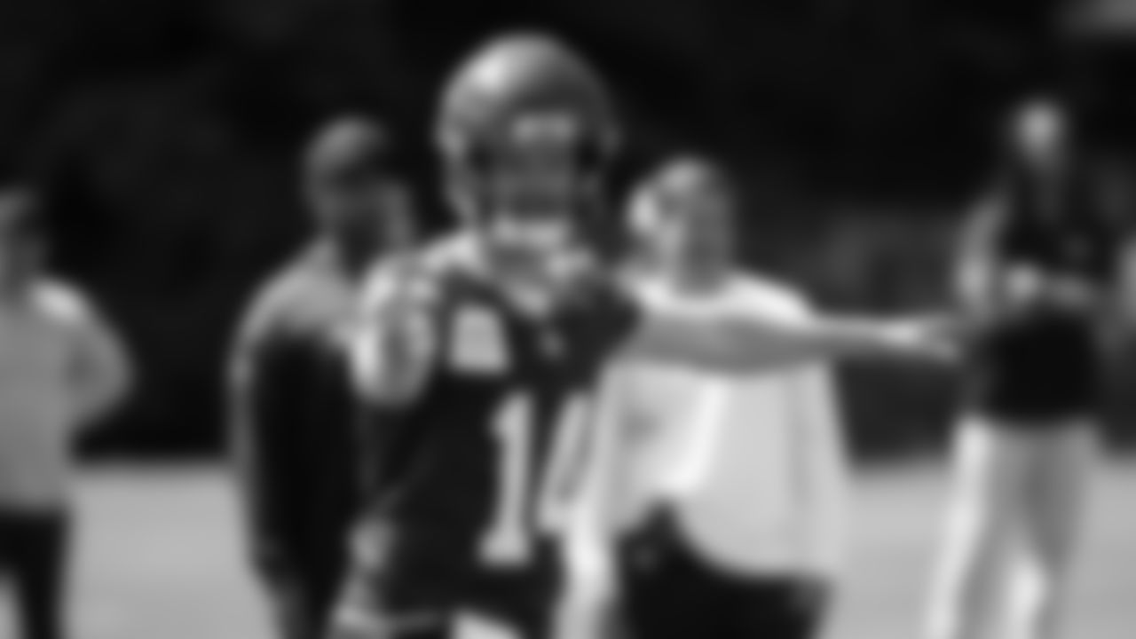 Seahawks quarterback Sam Darnold (14) participated in a workout on day one of OTAs on Tuesday, May 27, 2025 at the Virginia Mason Athletic Center.