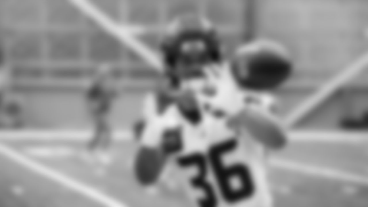 Seahawks running back George Holani (36) practiced on Friday, November 14, 2025 at the Virginia Mason Athletic Center.