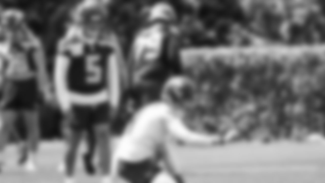 Seahawks kicker Jason Myers (5) and punter Michael Dickson (4) participated in a workout on day two of OTAs on Thursday, May 29, 2025 at the Virginia Mason Athletic Center.