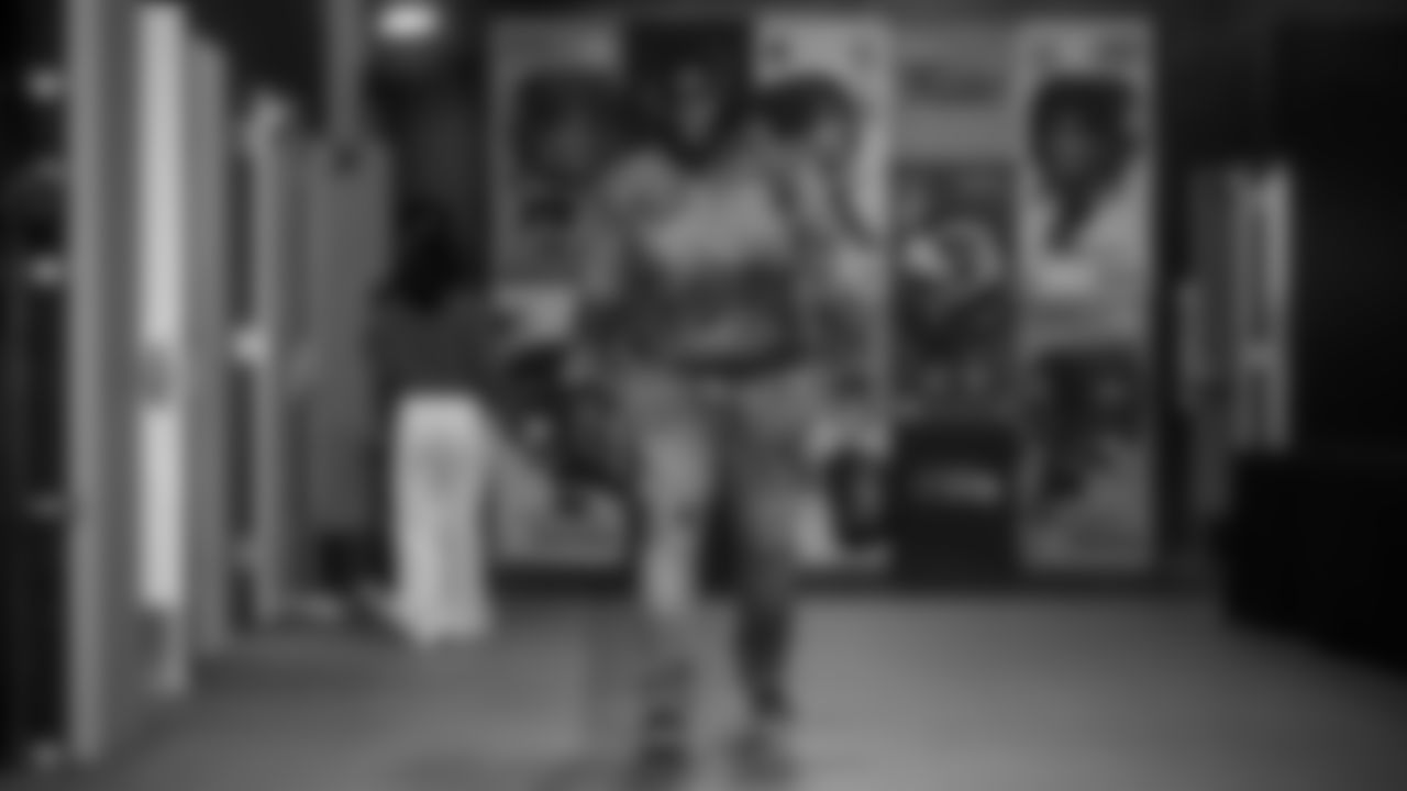 Seahawks guard Christian Haynes (64) arrived at Lumen Field for the Week 13 matchup vs. the Minnesota Vikings.