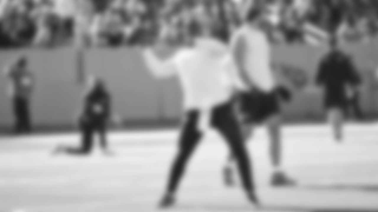 Seahawks quarterback Jalen Milroe (6) hit the field at Nissan Stadium for the Week 12 matchup vs. the Titans in Nashville, Tennessee.