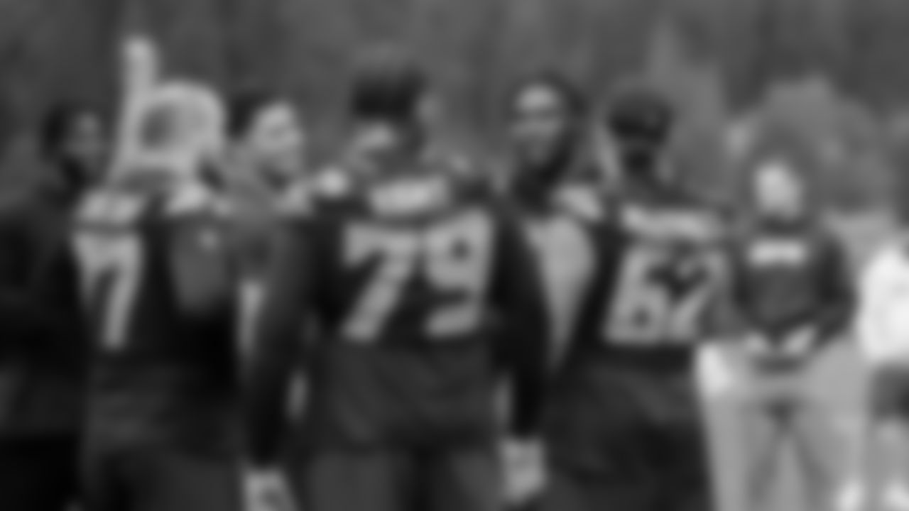 The Seahawks offensive line participated in a workout on May 12, 2025 at the Virginia Mason Athletic Center.
