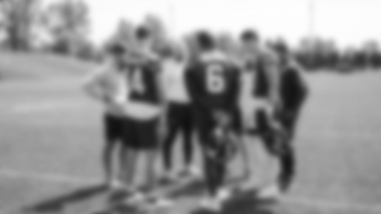 Seahawks quarterback Sam Darnold (14), quarterback Jalen Milroe (6) and quarterback Drew Lock (2) participated in a workout on day two of minicamp on Wednesday, June 11, 2025 at the Virginia Mason Athletic Center.