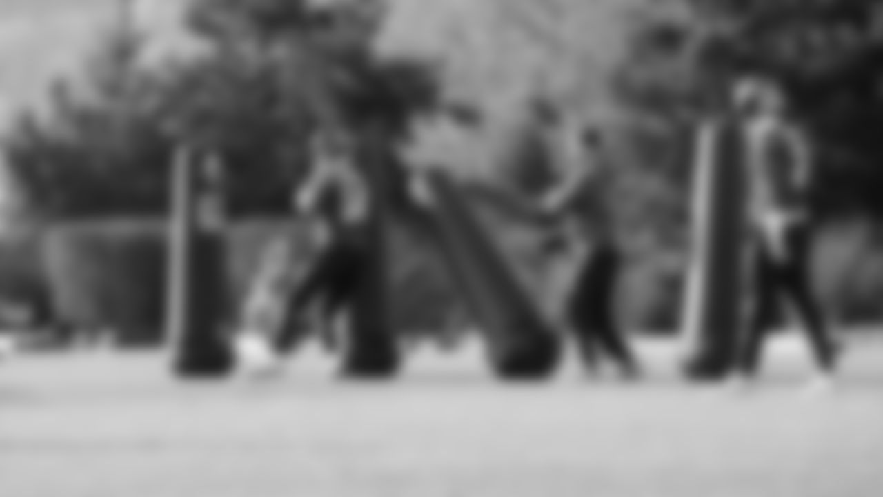 Seahawks quarterback Sam Darnold (14) practiced on Thursday, January 22, 2026 at the Virginia Mason Athletic Center.