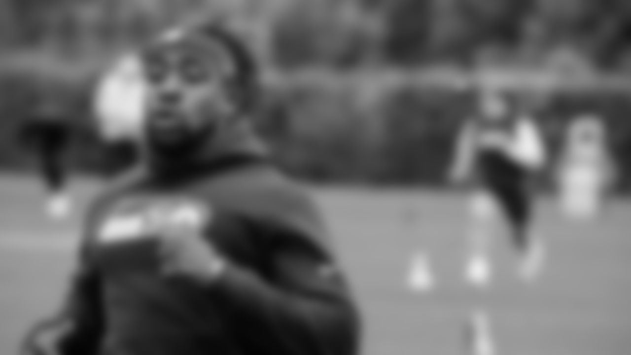 Seahawks cornerback Shemar Jean-Charles (34) participated in a workout on May 13, 2025 at the Virginia Mason Athletic Center.