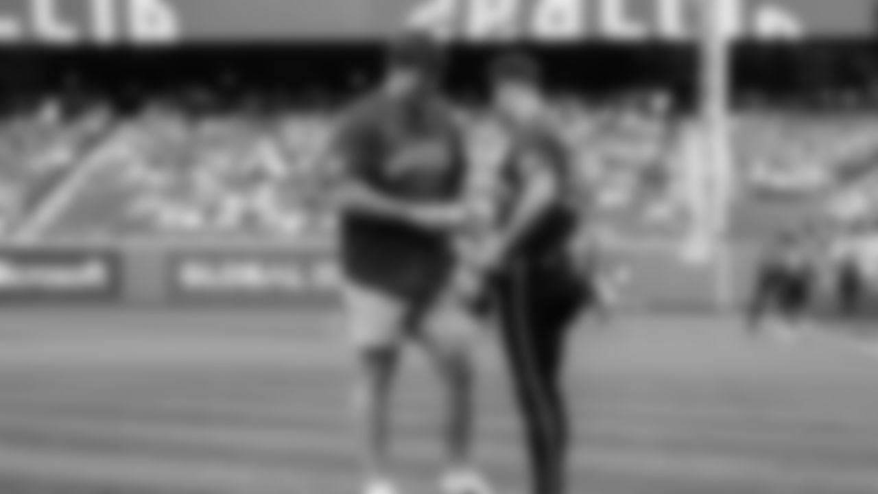 Seahawks guard Grey Zabel (76) threw the ceremonial first pitch for the Mariners vs. Twins game on Friday, May 30, 2025 at T-Mobile Park.