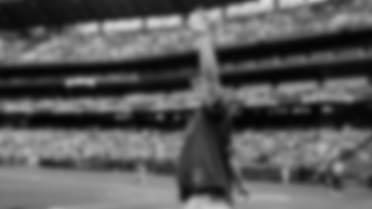Seahawks guard Grey Zabel (76) threw the ceremonial first pitch for the Mariners vs. Twins game on Friday, May 30, 2025 at T-Mobile Park.