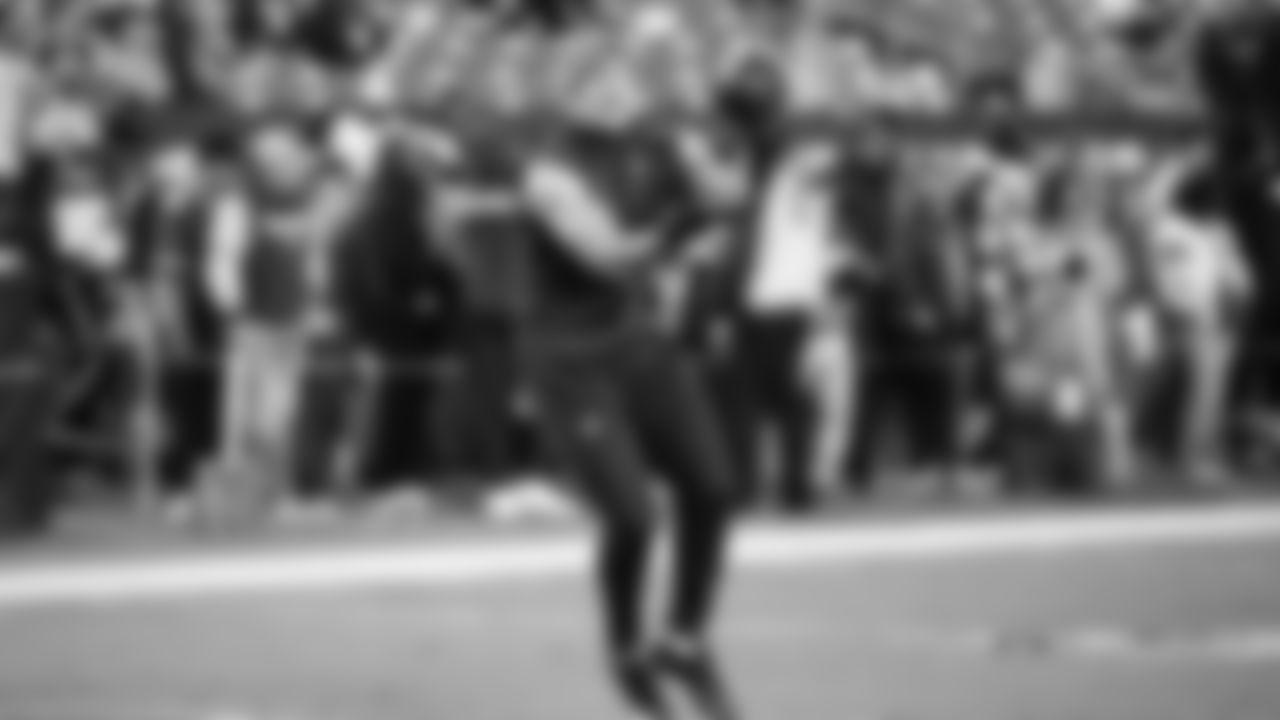 Seahawks safety Ty Okada (39) warms up at Northwest Stadium for the Sunday Night Football matchup at the Washington Commanders in Week 9.