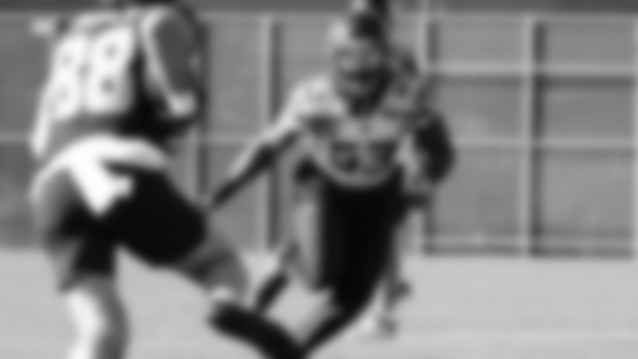 Seahawks linebacker Boye Mafe (53) practiced on February 5, 2026 in San Jose, California.