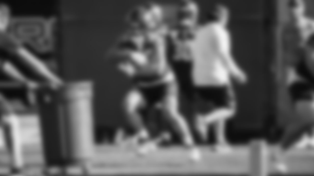 Seahawks running back George Holani (36) practiced on February 5, 2026 in San Jose, California.