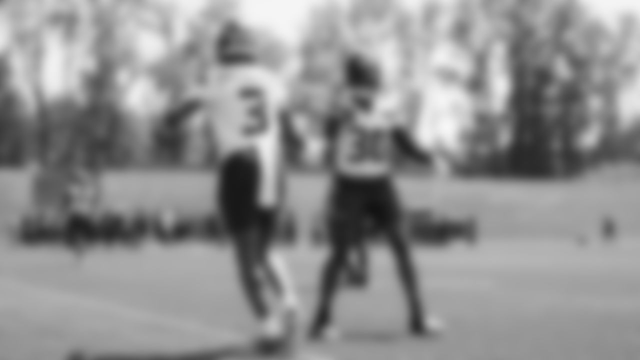 Seahawks safety Nick Emmanwori (3) and safety AJ Finley (30) participated in a workout on day two of minicamp on Wednesday, June 11, 2025 at the Virginia Mason Athletic Center.