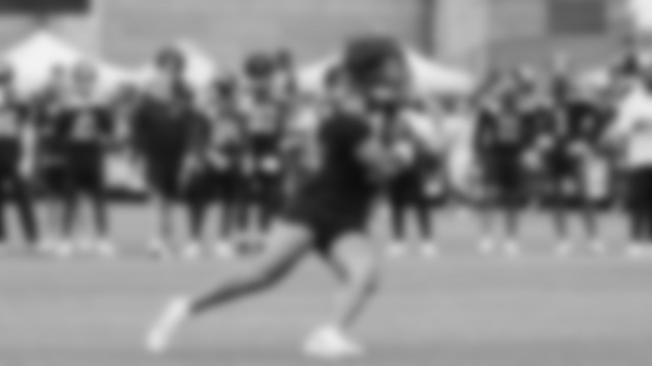 Seahawks tight end Elijah Arroyo (18) practiced on day three of training camp on July 25, 2025 at the Virginia Mason Athletic Center.