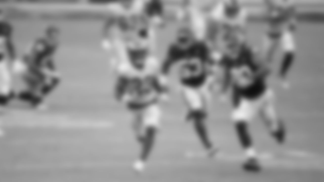 Los Angeles Rams runningback Cam Akers (23) runs with the ball during an NFL football game against the Washington Football Team, Sunday, Oct. 11, 2020 in Landover, Md. The Los Angeles Rams defeated the Washington Football Team 30-10 (Alexander Jonesi via AP)