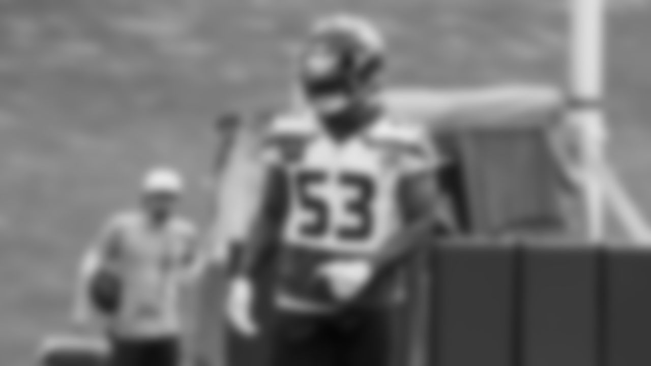 Seahawks linebacker Boye Mafe (53) participated in a workout on day five of OTAs on Wednesday, June 4, 2025 at the Virginia Mason Athletic Center.