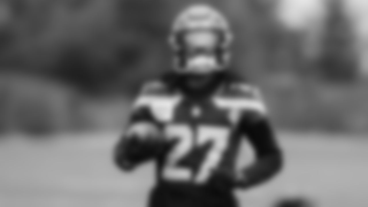 Seahawks cornerback Riq Woolen (27) practiced on Wednesday, January 1, 2026 at the Virginia Mason Athletic Center.