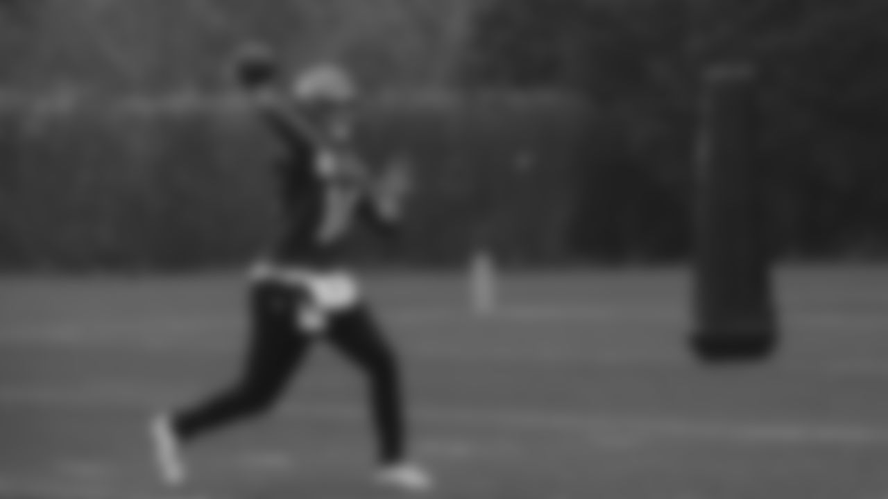 Seahawks quarterback Sam Darnold (14) practiced on Friday, December 12, 2025 at the Virginia Mason Athletic Center.