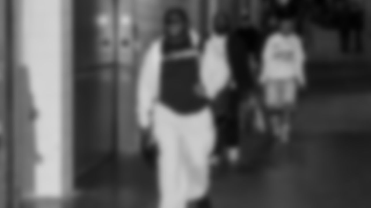 Seahawks guard Christian Haynes (64) arrived at Nissan Stadium for the Week 12 matchup vs. the Titans in Nashville, Tennessee.