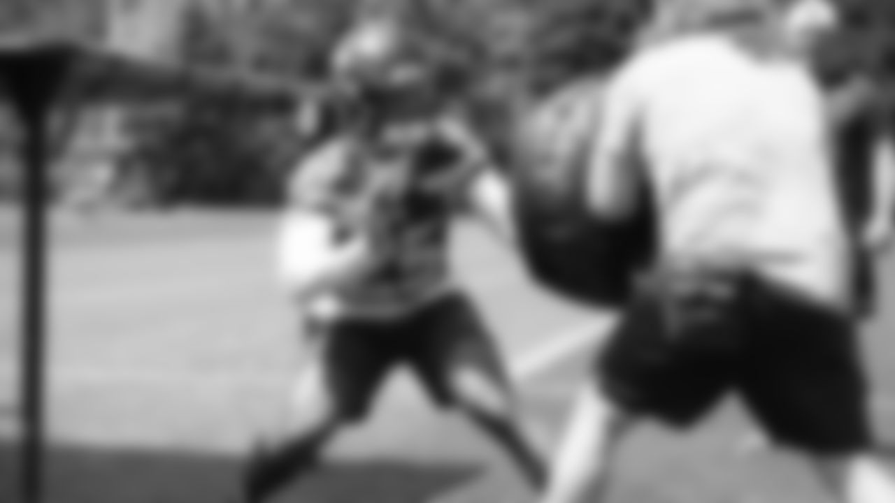 Seahawks running back Kenny McIntosh (25) participated in a workout on day four of OTAs on Monday, June 2, 2025 at the Virginia Mason Athletic Center.