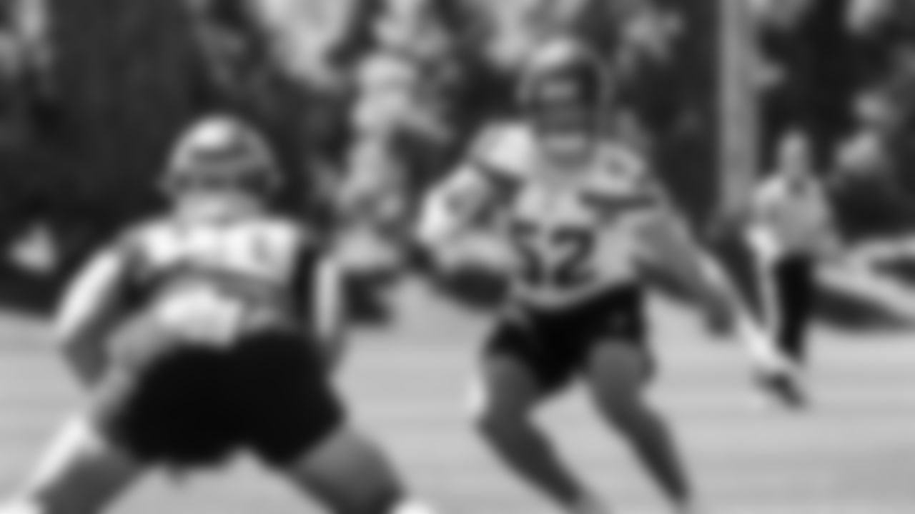 Seahawks linebacker Patrick O'Connell (52) participated in a workout on day three of OTAs on Friday, May 30, 2025 at the Virginia Mason Athletic Center.
