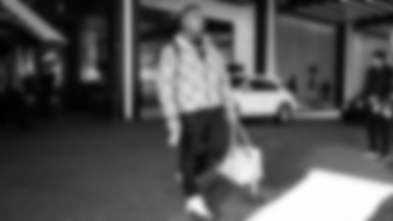 Seahawks defensive tackle Byron Murphy II (91) departed the team hotel for the Week 12 matchup vs. the Titans at Nissan Stadium in Nashville, Tennessee.