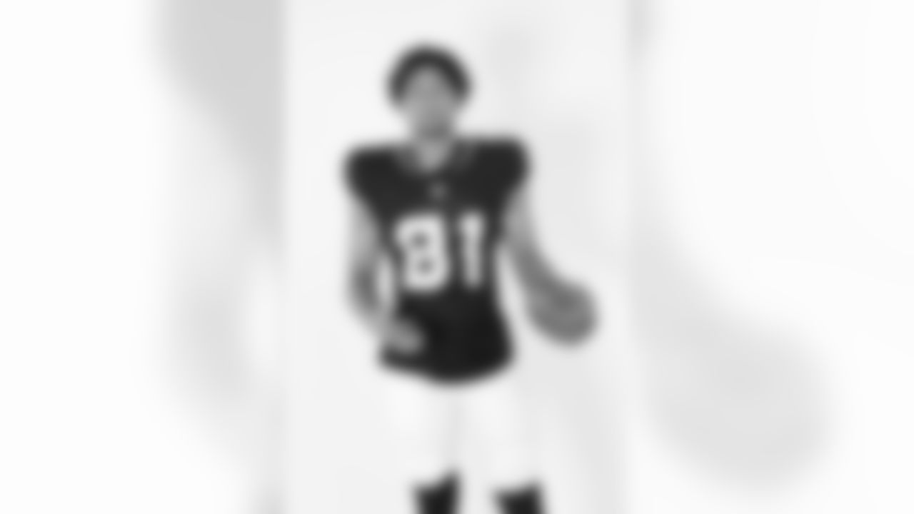 Houston Texans wide receiver Jayden Higgins (81) poses for a portrait during the NFLPA Rookie Premiere on Saturday, May 17, 2025 in Thousand Oaks, Calif. (Ben Liebenberg/NFL)