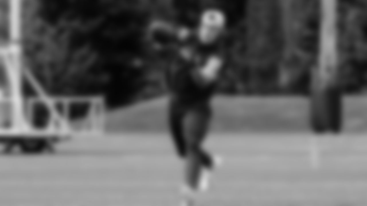 Seahawks wide receiver Jake Bobo (19) participated in a workout on May 12, 2025 at the Virginia Mason Athletic Center.