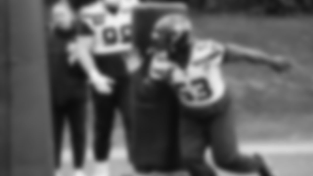 Seahawks linebacker Boye Mafe (53) practiced on Thursday, January 8, 2026 at the Virginia Mason Athletic Center.