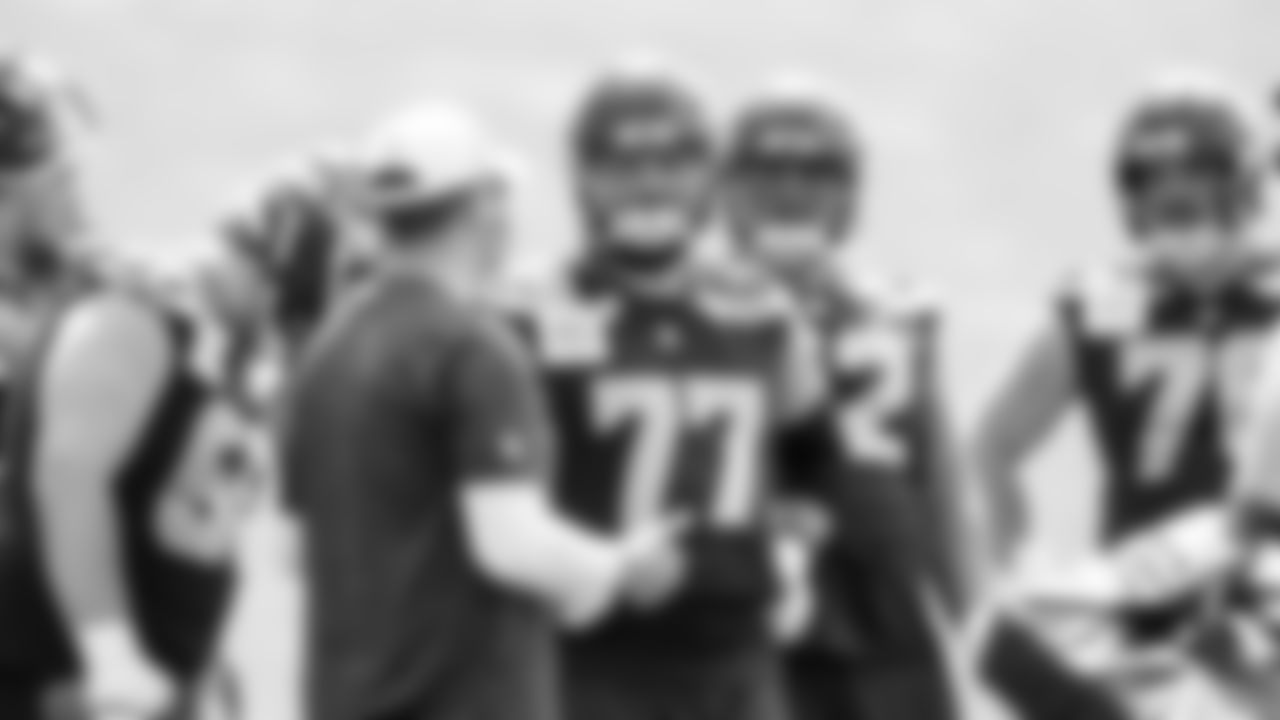 Guard Bryce Cabeldue (77) practiced on day one of rookie minicamp on May 2, 2025 at the Virginia Mason Athletic Center.