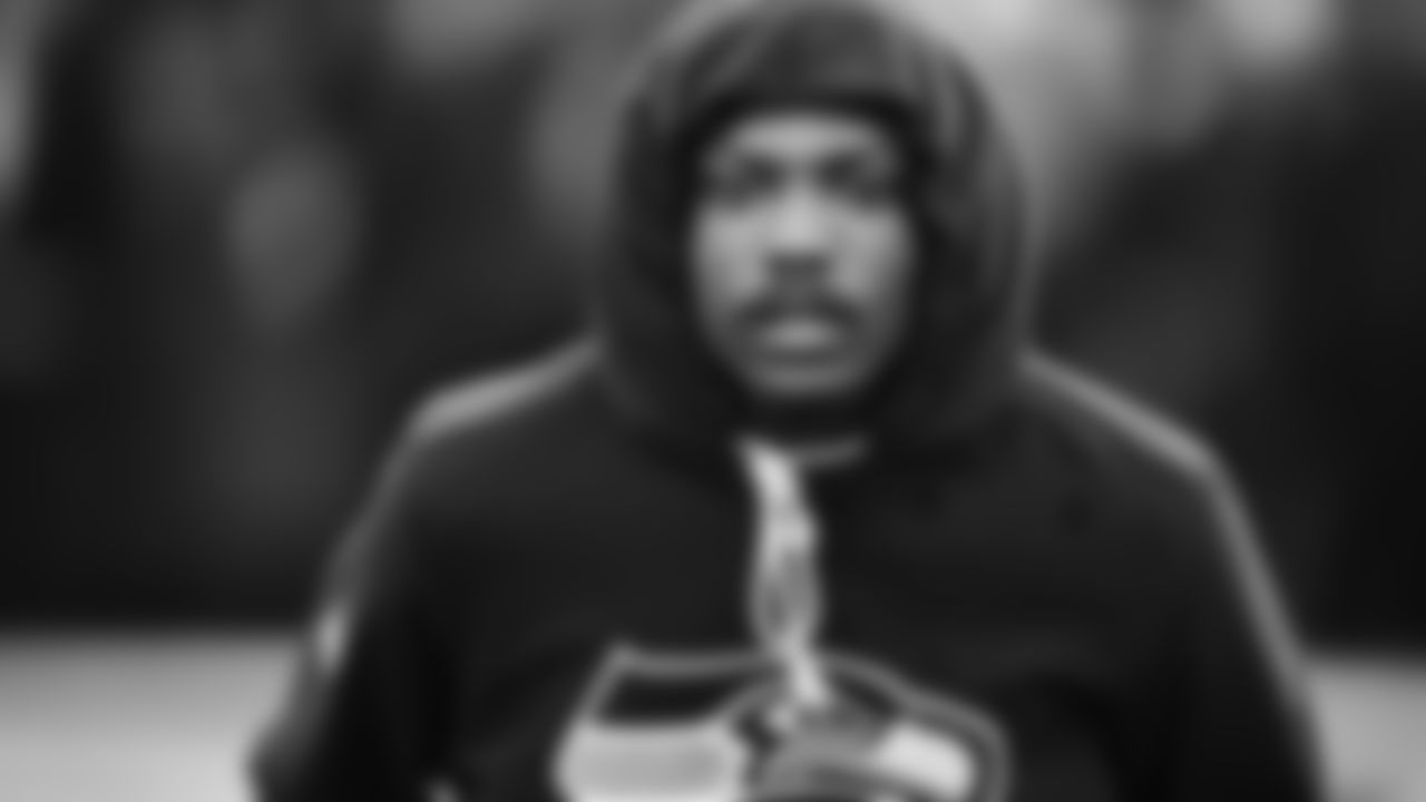 Seahawks cornerback Riq Woolen (27) warms up at Lumen Field for the NFC Championship game vs. the Los Angeles Rams on Sunday, January 25, 2026.