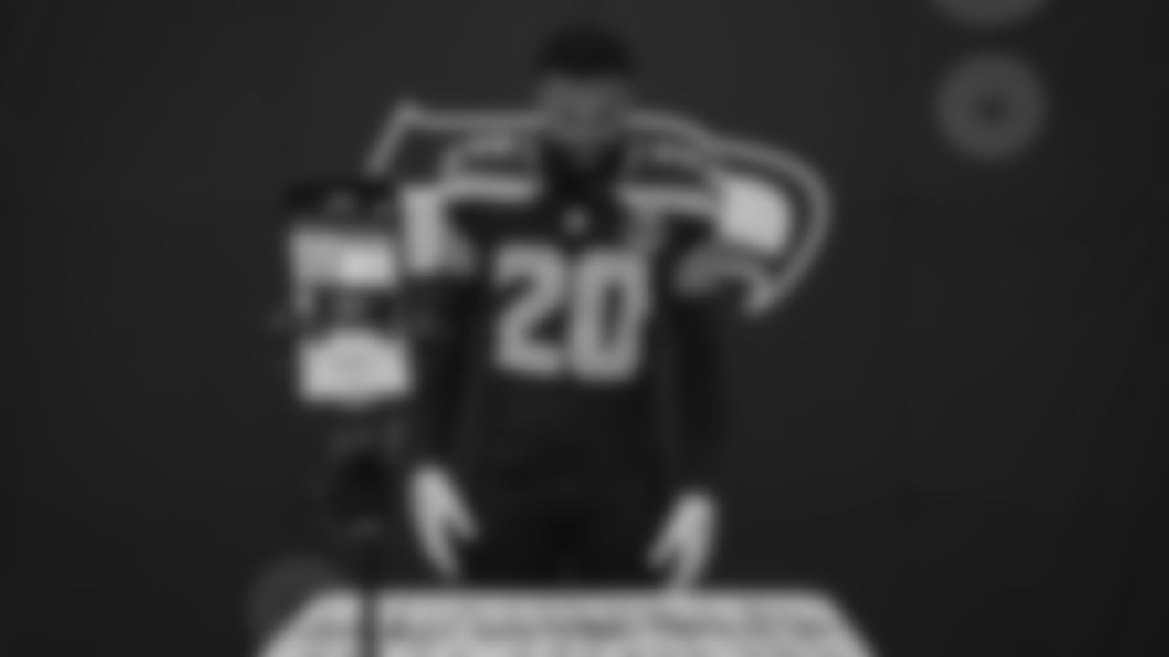 Seahawks safety Julian Love (20) at Seahawks media day on June 9, 2025