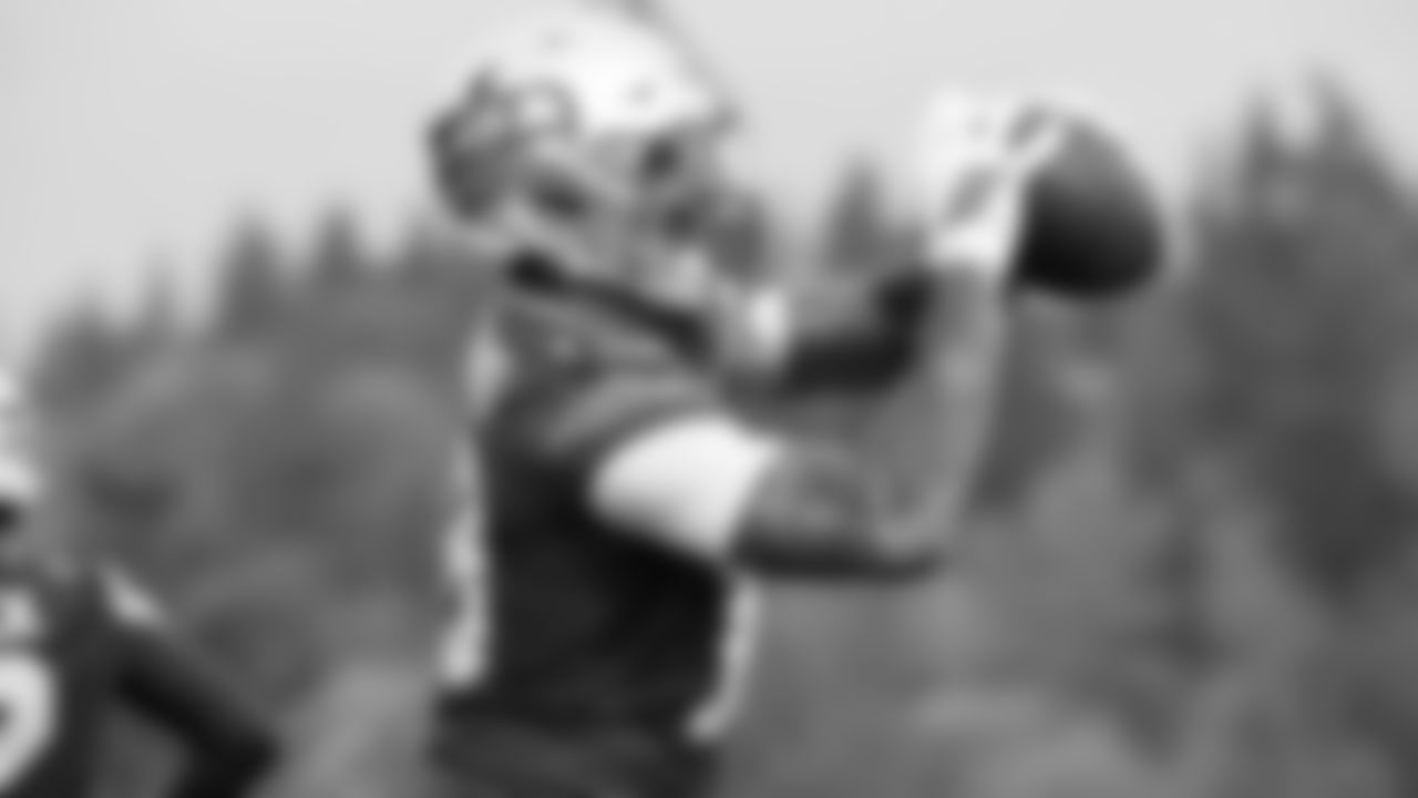 Seahawks tight end Elijah Arroyo (18) practiced on Friday, October 31, 2025 at the Virginia Mason Athletic Center.