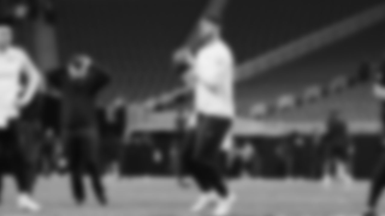 Seahawks quarterback Sam Darnold (14) warms up at Mercedes-Benz Stadium for the Week 14 matchup vs. the Atlanta Falcons.