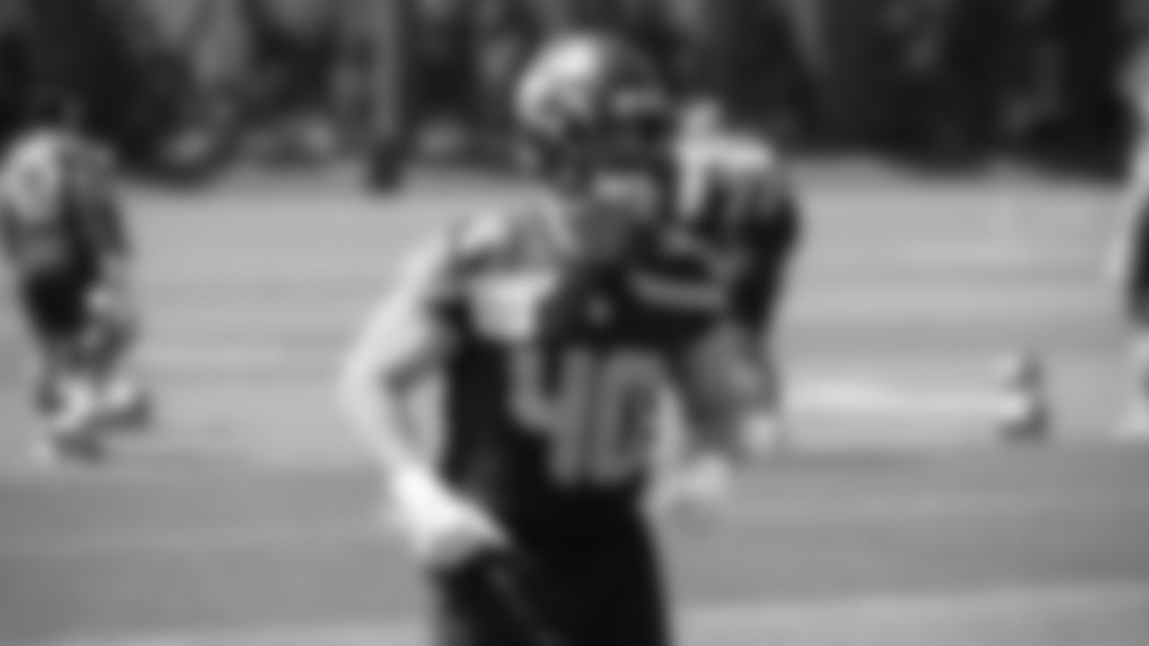 Seahawks fullback Robbie Ouzts (40) participated in a workout on day four of OTAs on Monday, June 2, 2025 at the Virginia Mason Athletic Center.