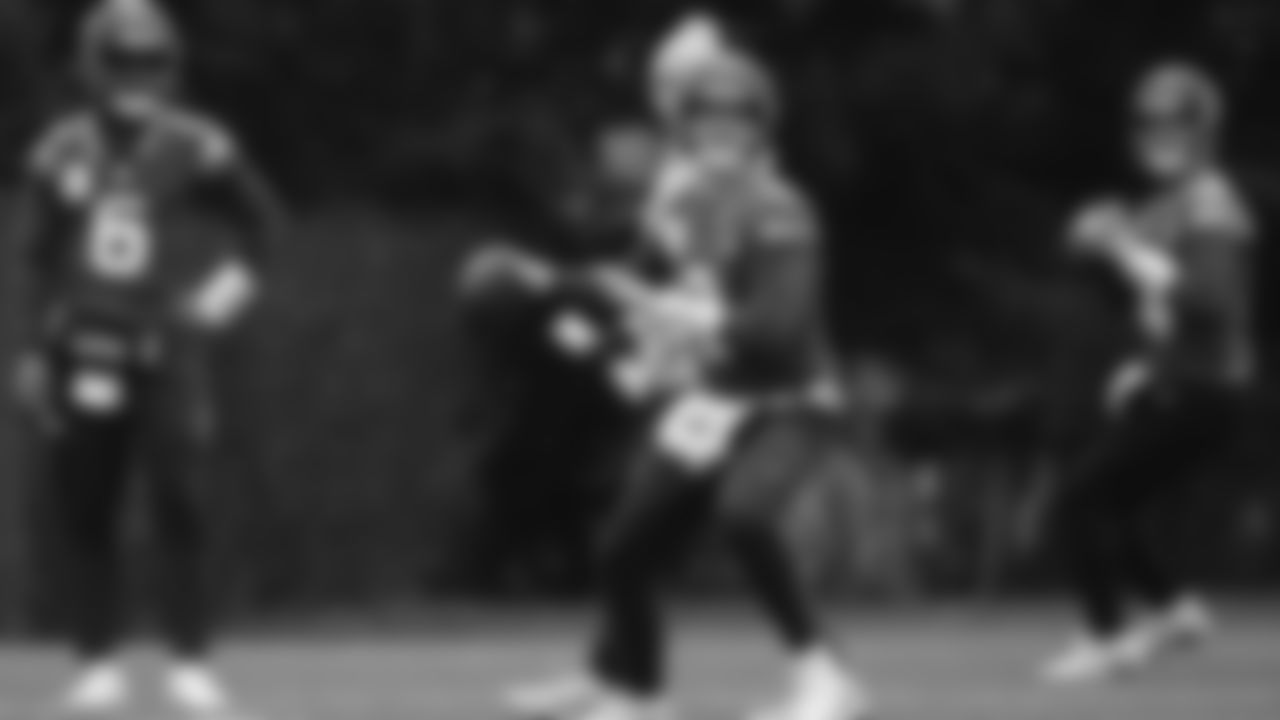 Seahawks quarterback Drew Lock (2) practiced on Thursday, January 29, 2026 at the Virginia Mason Athletic Center.