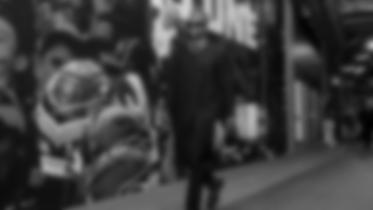 Seahawks linebacker Boye Mafe (53) arrived at Lumen Field for the Week 13 matchup vs. the Minnesota Vikings.