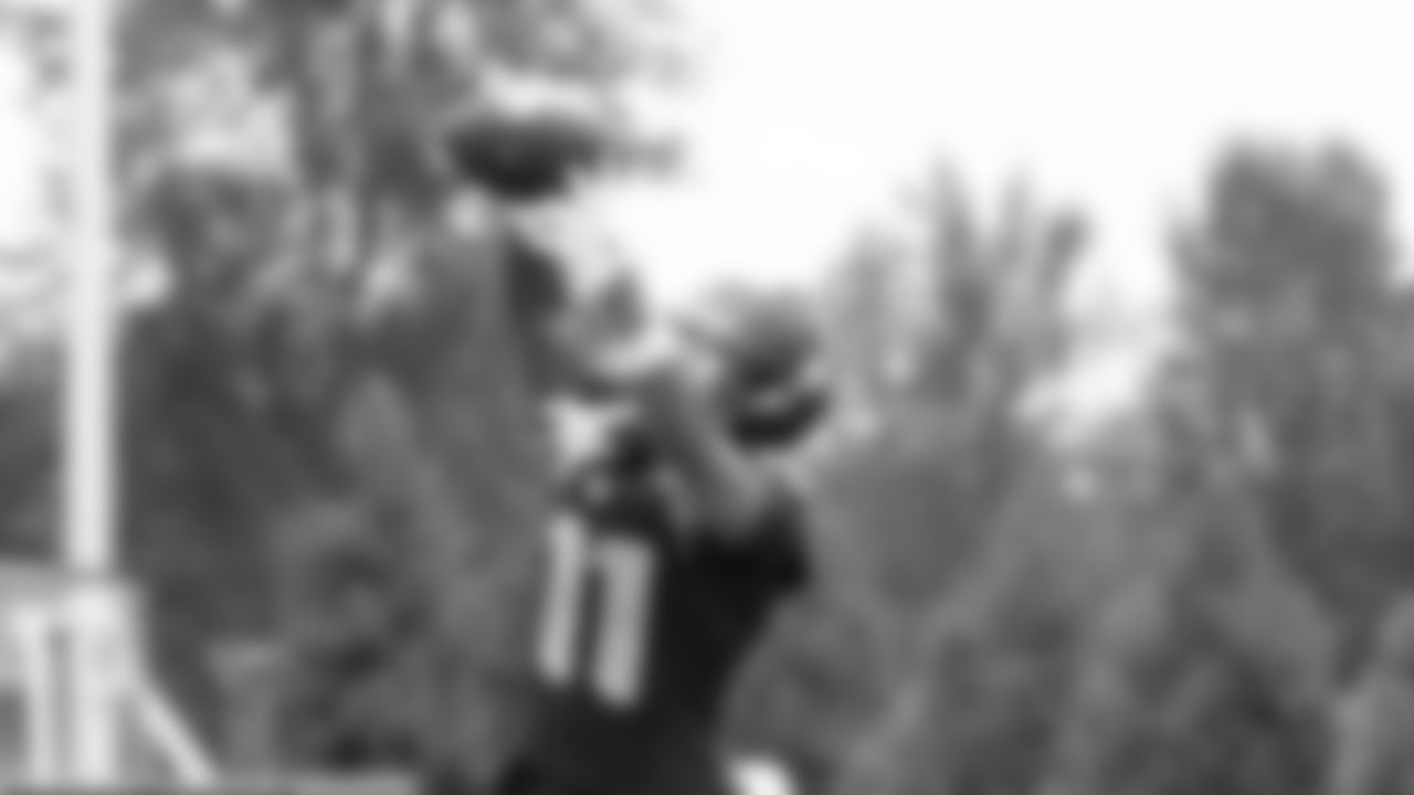 Seahawks wide receiver Jaxon Smith-Njigba (11) practiced on day four of training camp on July 26, 2025 at the Virginia Mason Athletic Center.