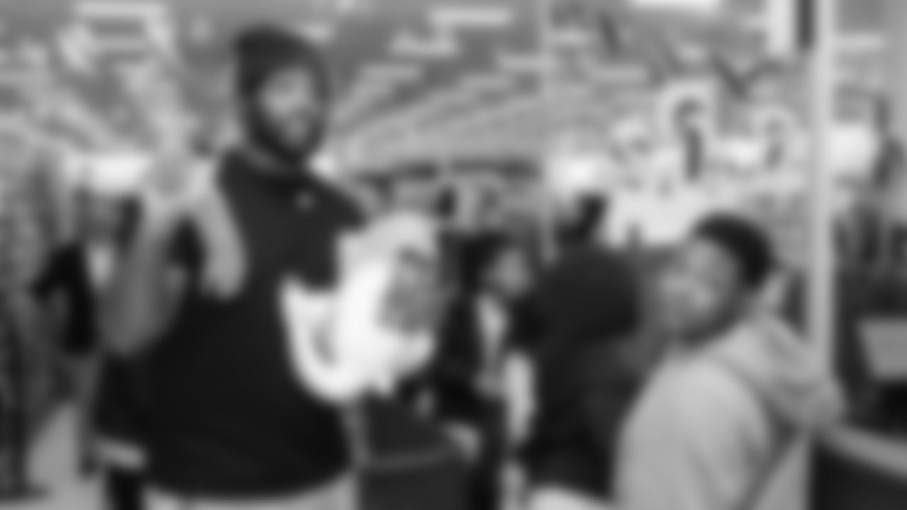 Seahawks offensive lineman Josh Jones was joined by fellow offensive linemen as they hosted a holiday shopping spree for kids from the Boys & Girls Club on December 9, 2025.