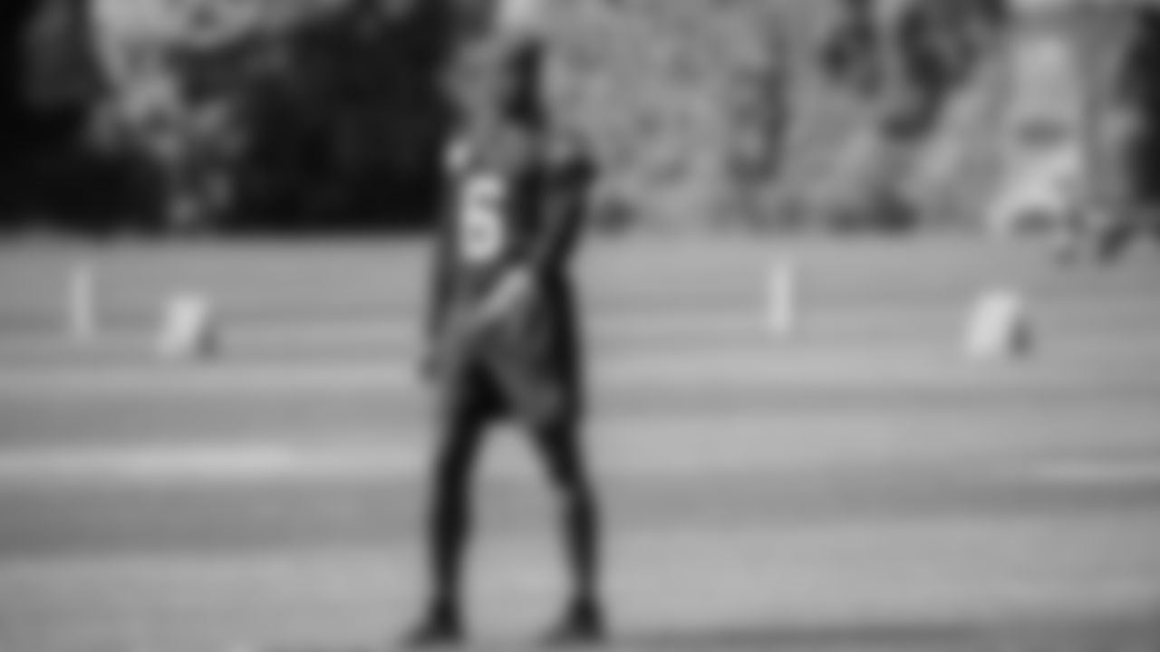 Quarterback Jalen Milroe (6) practiced on day one of rookie minicamp on May 2, 2025 at the Virginia Mason Athletic Center.