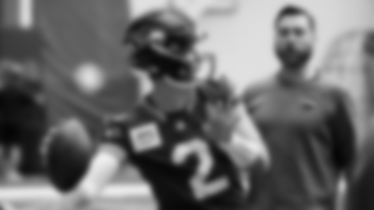 Seahawks quarterback Drew Lock (2) practiced on Wednesday, December 10, 2025 at the Virginia Mason Athletic Center.