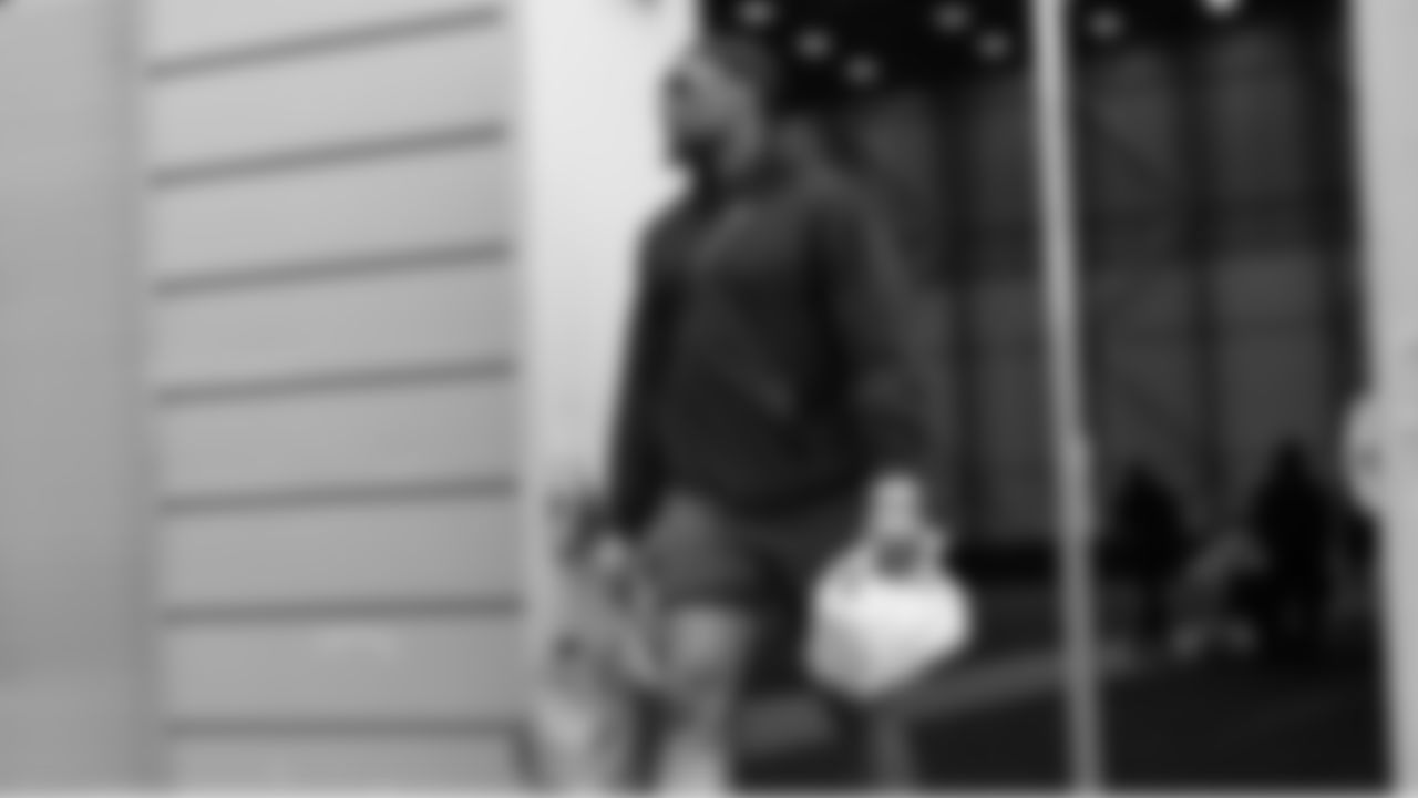 Seahawks defensive end DeMarcus Lawrence (0) departed the Virginia Mason Athletic Center for the trip to Jacksonville on Friday, October 10, 2025.
