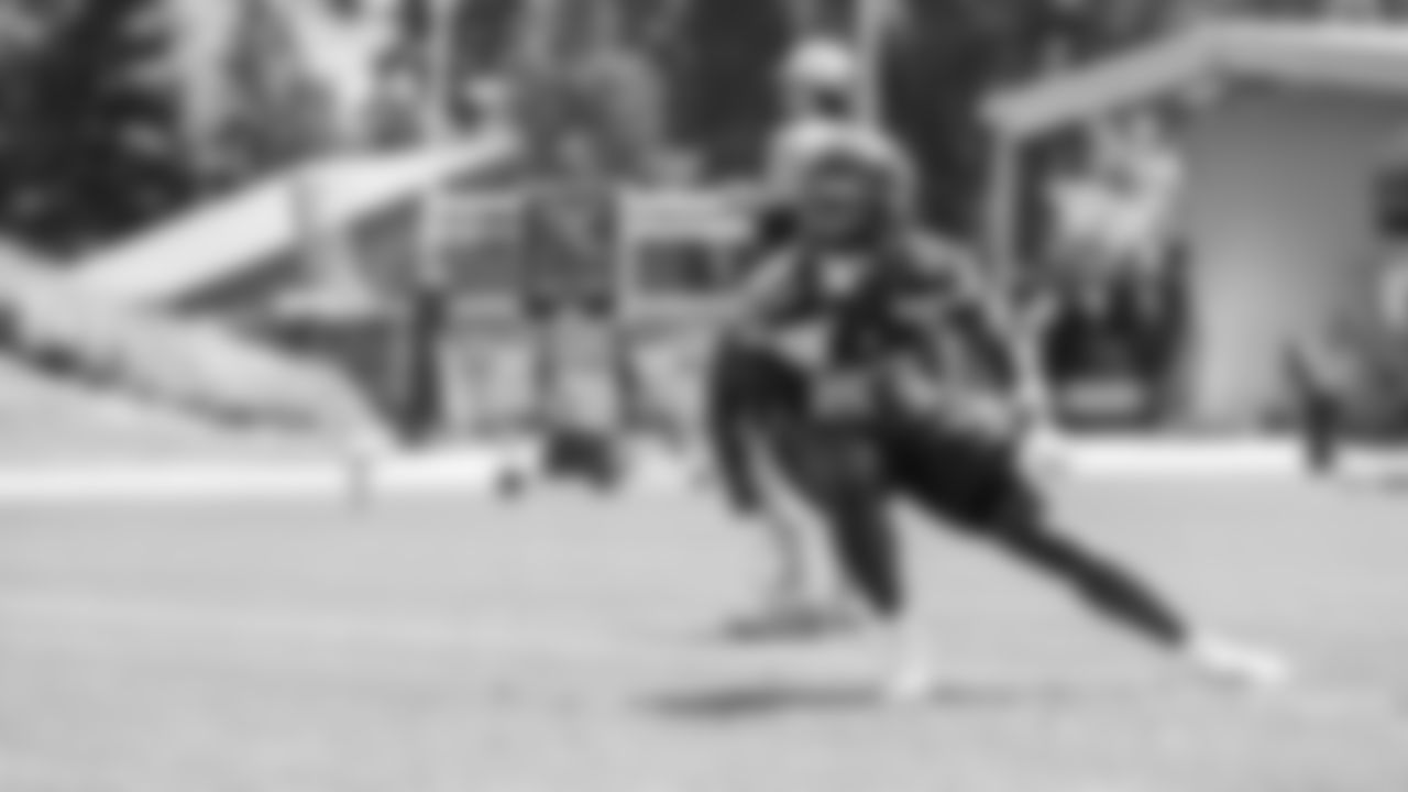 Seahawks wide receiver Dareke Young (83) participated in a workout on day one of OTAs on Tuesday, May 27, 2025 at the Virginia Mason Athletic Center.