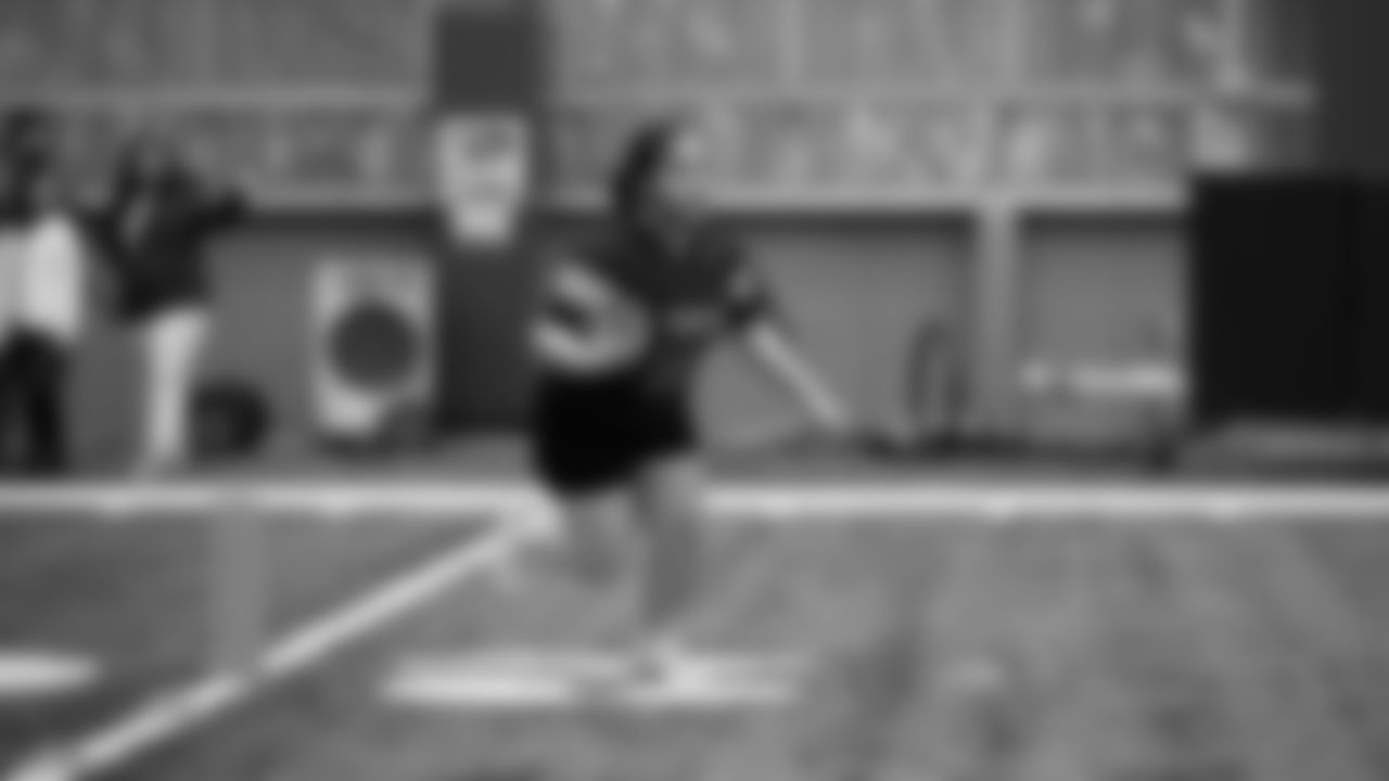 The Seahawks Women's Association packed girls flag kits and hosted a free girls flag football camp at the Seahawks training facility on Saturday, November 8, 2025.