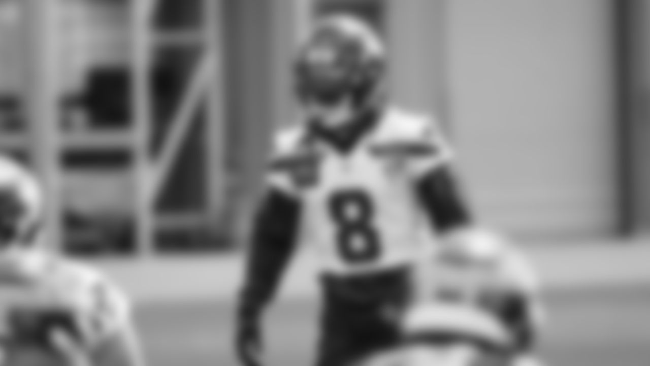 Seahawks safety Coby Bryant (8) participated in a workout on day five of OTAs on Wednesday, June 4, 2025 at the Virginia Mason Athletic Center.