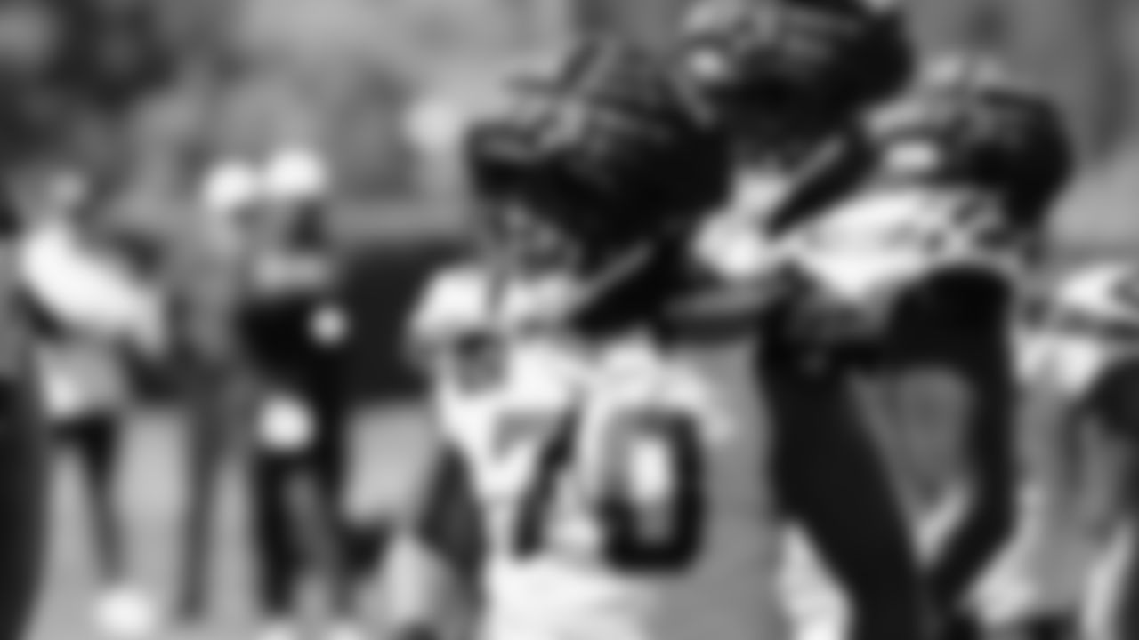 Seahawks nose tackle J.R. Singleton (70) practiced on August 12, 2025 at the Virginia Mason Athletic Center.