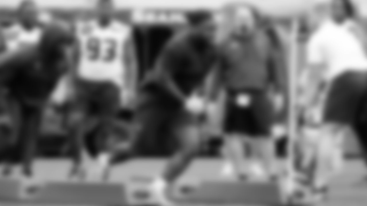 Seahawks nose tackle Jarran Reed (90) participated in a workout on May 13, 2025 at the Virginia Mason Athletic Center.