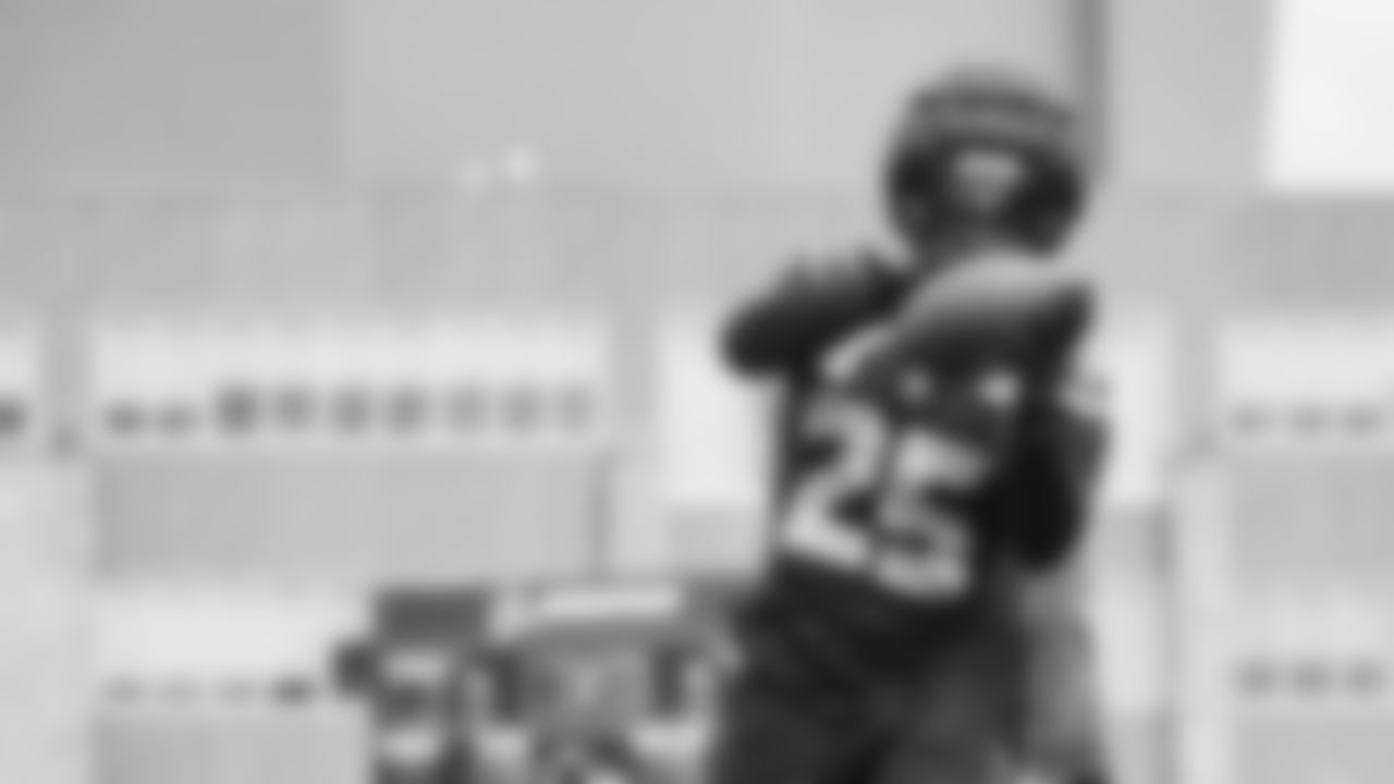 Seahawks running back Kenny McIntosh (25) practiced on day three of training camp on July 25, 2025 at the Virginia Mason Athletic Center.