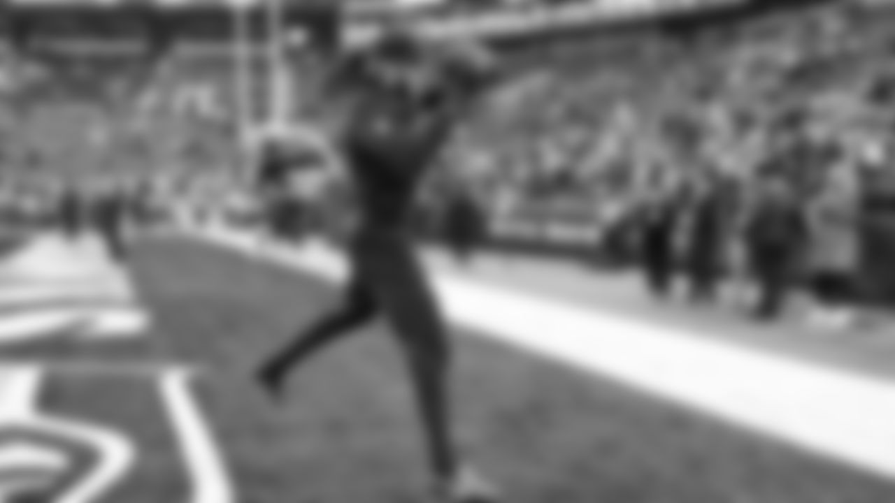 Seahawks wide receiver Cooper Kupp (10) warms up at Lumen Field for the NFC Championship game vs. the Los Angeles Rams on Sunday, January 25, 2026.